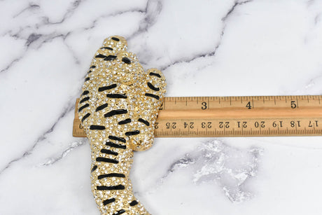 Rhinestone Cheetah Buckle Applique 7 3/4" x 2"
