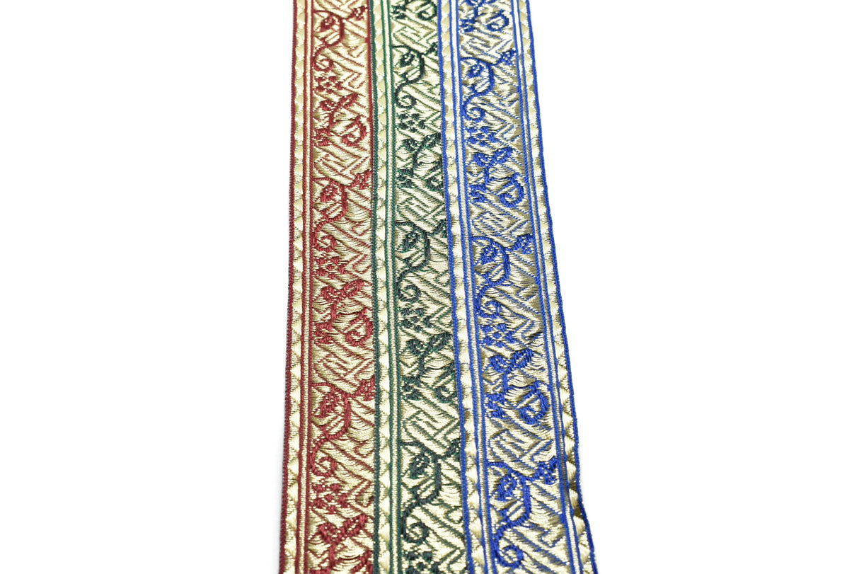 Jacquard Ribbon Floral Metallic 1.25"