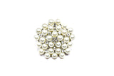 Pearl Brooch Pin with Crystal Flowers