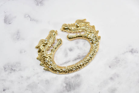 Rhinestone Dragon Head Buckle Gold 5.75in