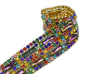 Rhinestone Trim Multi-Color Gold Cupping 1.5"