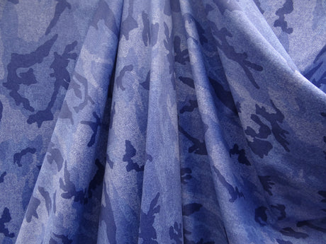 Denim Camouflage Polyester Spandex Fabric - Denim Camouflage Print, 58"/60" Width (1 Yard)