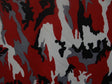 Crimson Shadow Camouflage Polyester Spandex Fabric - Red, Grey, Black, White Camouflage Print, 58"/60" Width (1 Yard)