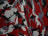 Crimson Shadow Camouflage Polyester Spandex Fabric - Red, Grey, Black, White Camouflage Print, 58"/60" Width (1 Yard)