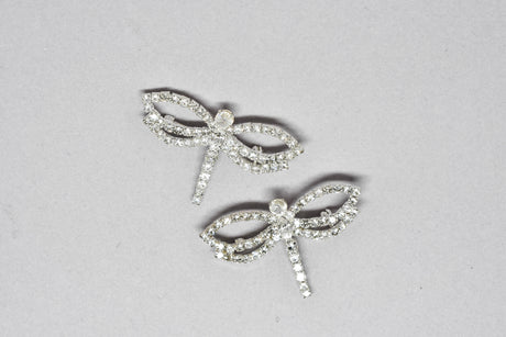 Dragonfly Rhinestone Brooch Pin Clear Silver 2.13"
