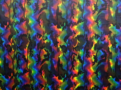 Rainbow Camouflage Polyester Spandex Fabric - Multicolor Camouflage, 58"/60" Width (1 Yard)