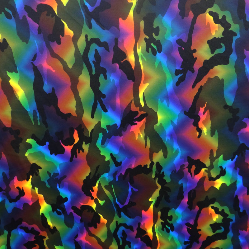 Rainbow Camouflage Polyester Spandex Fabric - Multicolor Camouflage, 58"/60" Width (1 Yard)