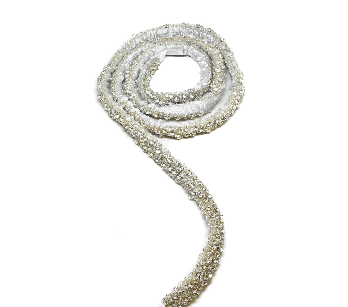 Rhinestone Beaded Applique Belt 1" Silver