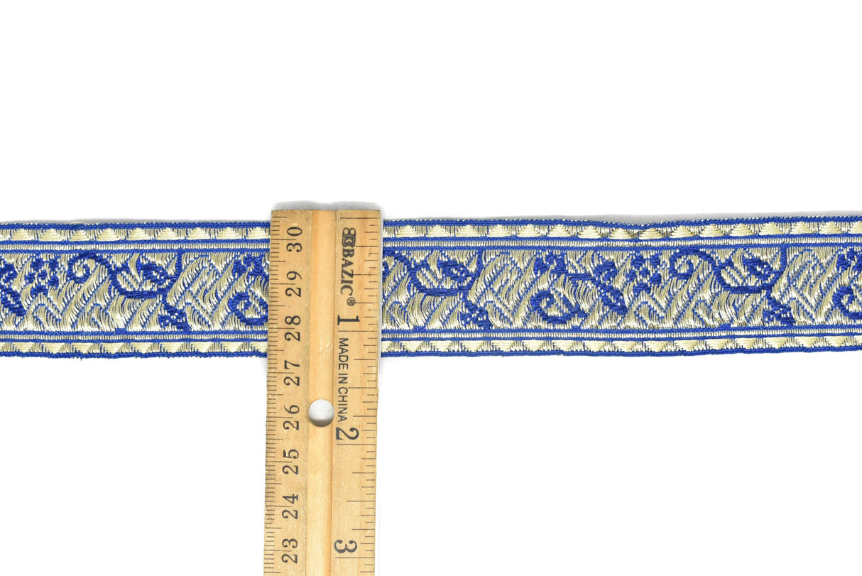Jacquard Ribbon Floral Metallic 1.25"