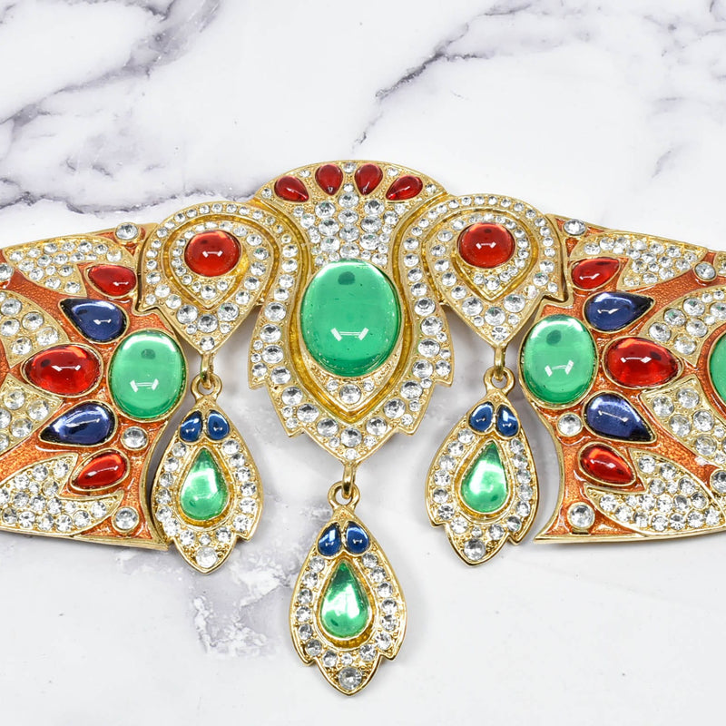 Rhinestone Buckle Applique with Gem Dangles