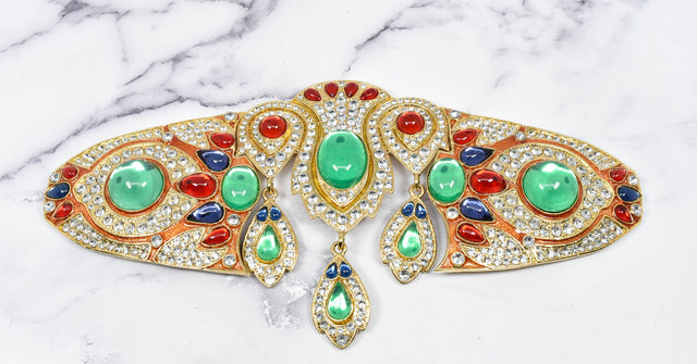 Rhinestone Buckle Applique with Gem Dangles