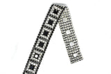Rhinestone Trim Black Clear Silver Cupping 1"