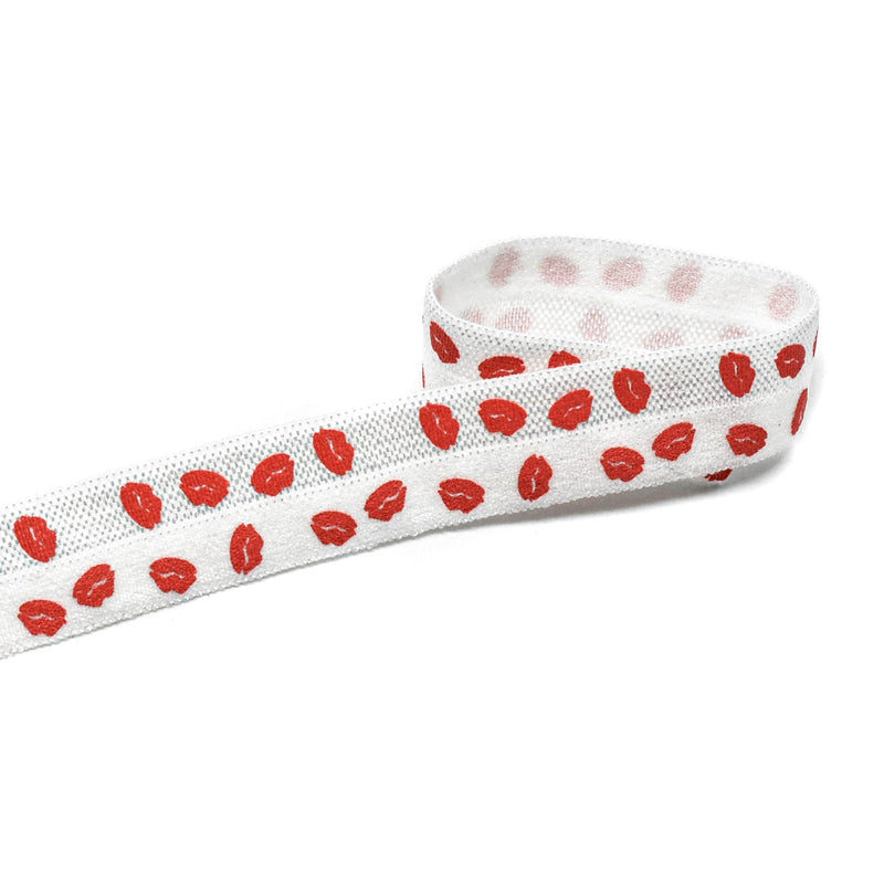 Fold-Over Elastic Kiss Lips Print 0.63"