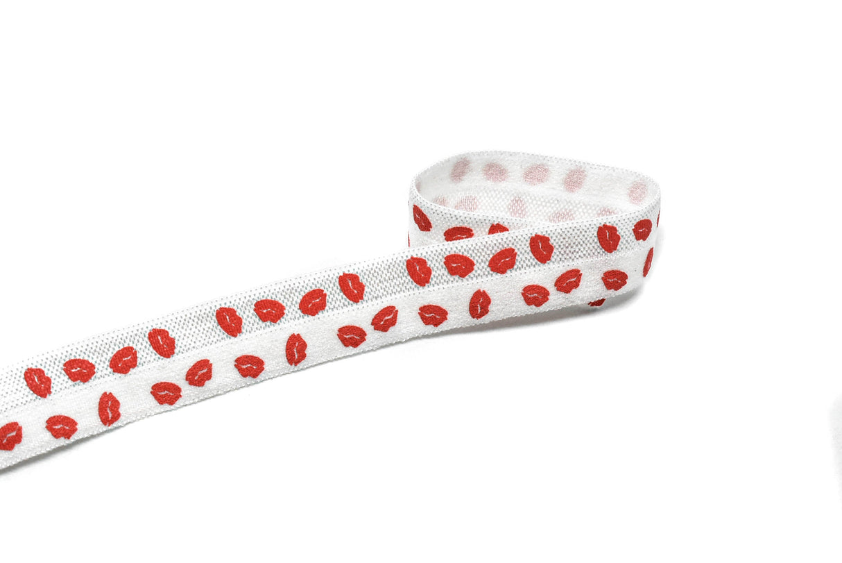 Fold-Over Elastic Kiss Lips Print 0.63"