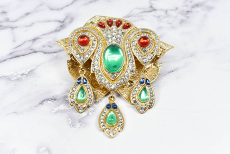 Rhinestone Buckle Applique with Gem Dangles
