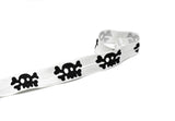Fold-Over Elastic Skull Print 0.63" Black White