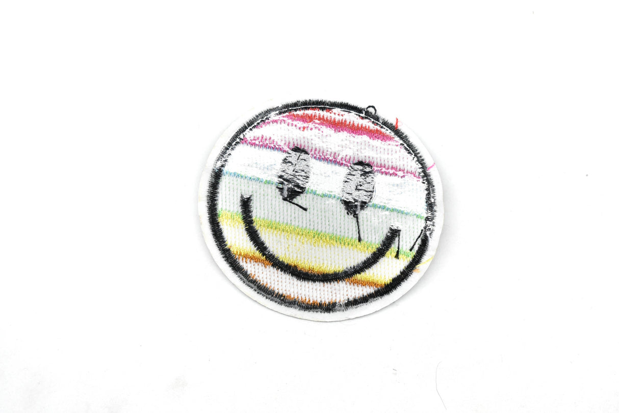 Embroidered Rainbow Smiley Face Iron-On Patch 2"