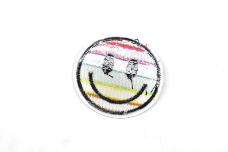 Embroidered Rainbow Smiley Face Iron-On Patch 2"