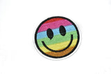 Embroidered Rainbow Smiley Face Iron-On Patch 2"