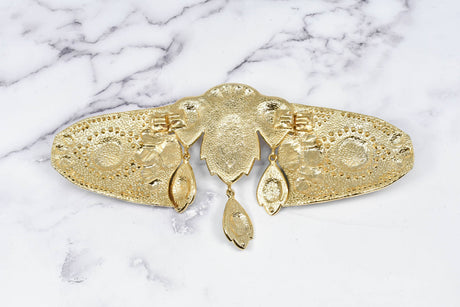 Rhinestone Buckle Applique with Gem Dangles