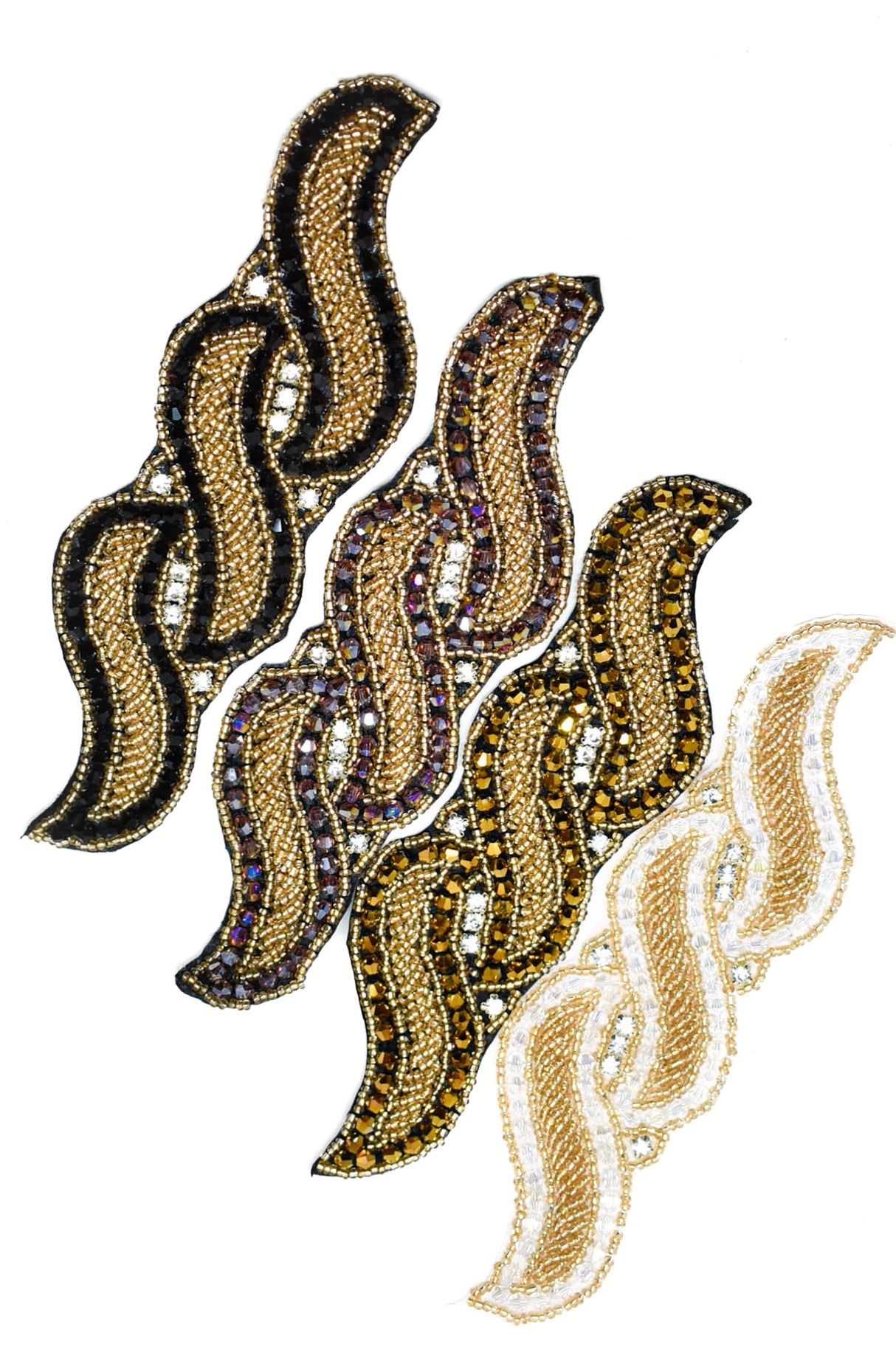 Rhinestone Beaded Applique Leaf 7 x 6