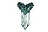 Beaded Fringe Applique Black Gold 8.5x5.5
