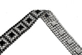 Rhinestone Trim Black Clear Silver Cupping 1"