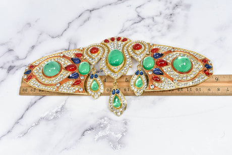 Rhinestone Buckle Applique with Gem Dangles