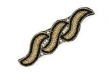 Rhinestone Beaded Applique Leaf 7 x 6