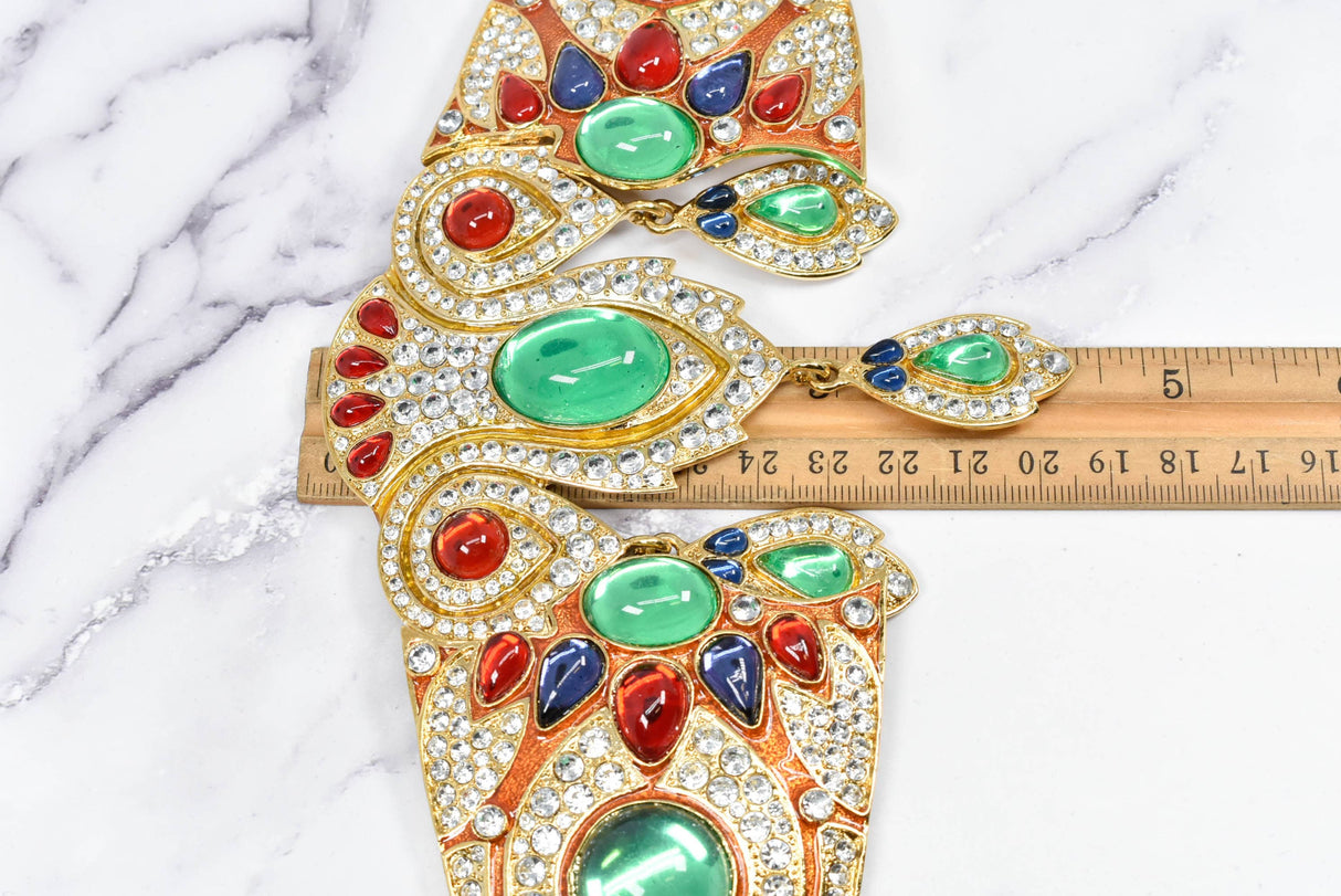 Rhinestone Buckle Applique with Gem Dangles