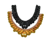 Beaded Neck Applique Black Orange