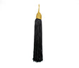 Tassel Piece Black Gold Metallic 5 Inch