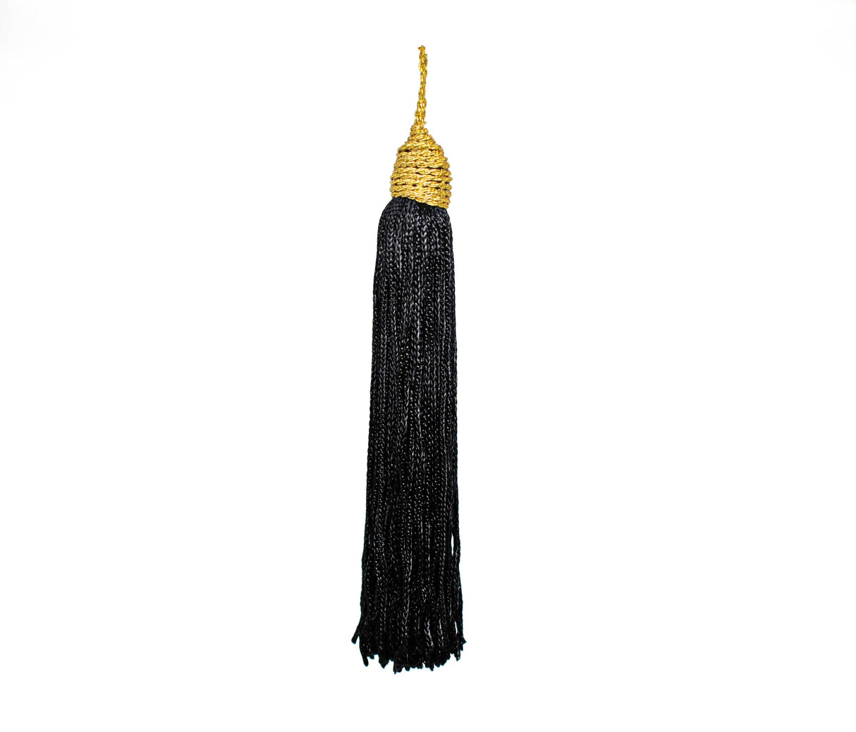 Tassel Piece Black Gold Metallic 5 Inch