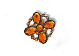 Rhinestone Flower Brooch Orange 1.60"