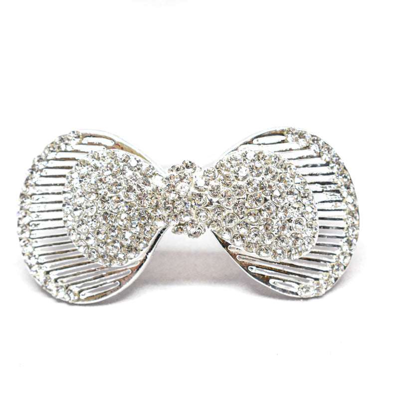 Rhinestone Bow Brooch Crystal 2.25" x 1.25"