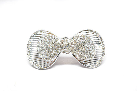 Rhinestone Bow Brooch Crystal 2.25" x 1.25"