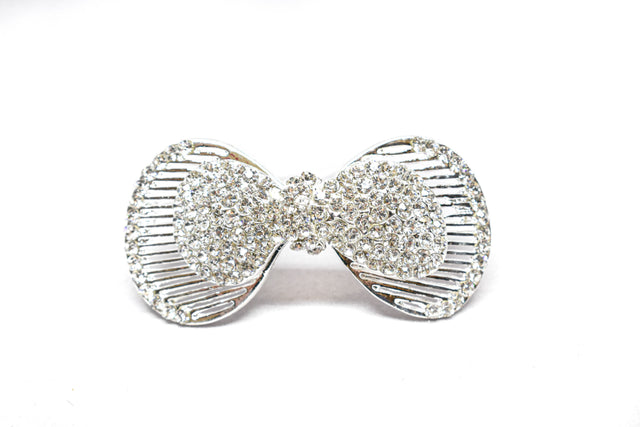 Rhinestone Bow Brooch Crystal 2.25" x 1.25"