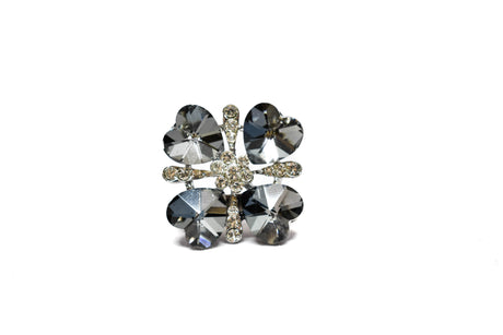 Rhinestone Clover Heart Brooch 1 Inch