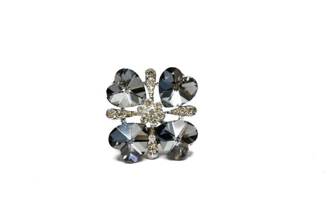 Rhinestone Clover Heart Brooch 1 Inch