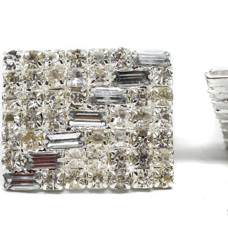 Rhinestone Brooch Pin Rectangular 1.25 x 1