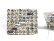 Rhinestone Brooch Pin Rectangular 1.25 x 1