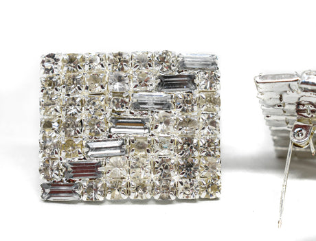 Rhinestone Brooch Pin Rectangular 1.25 x 1