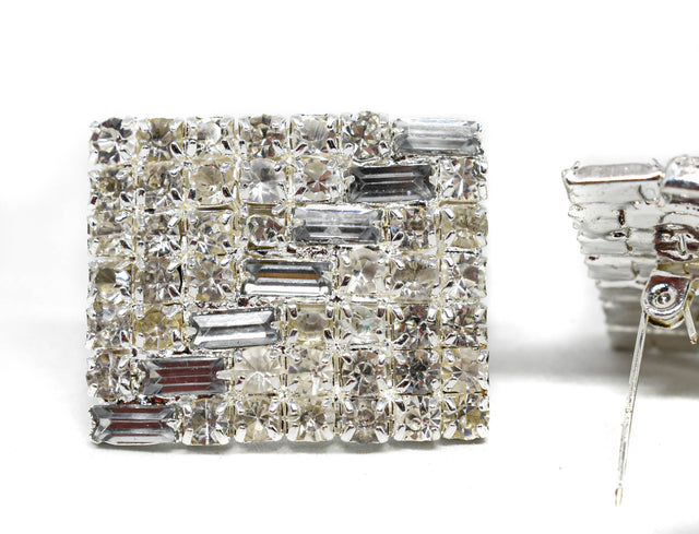 Rhinestone Brooch Pin Rectangular 1.25 x 1