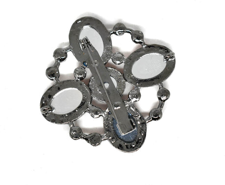 Rhinestone Flower Brooch Orange 1.60"