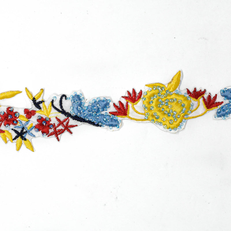 Beaded Floral Trim 1.75"