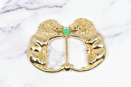 Gold Lion Ribbon Slider Buckle 4 x 2.90