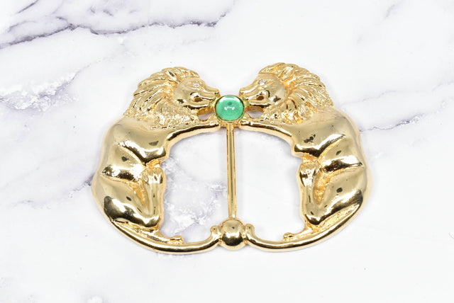 Gold Lion Ribbon Slider Buckle 4 x 2.90
