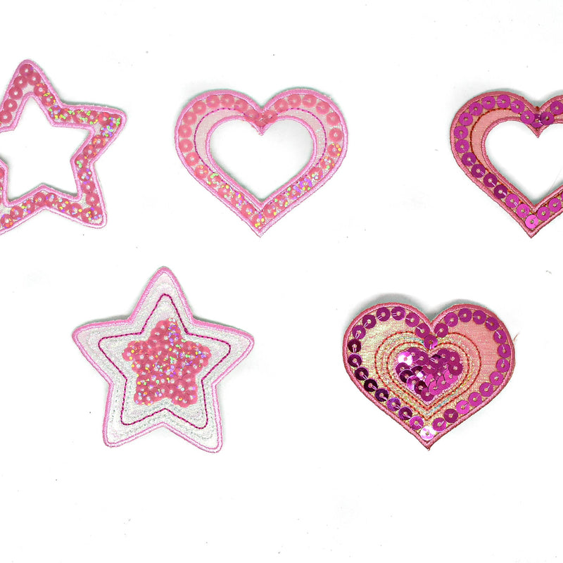 Sequins Heart Star Applique Patch