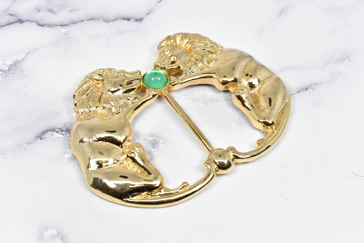 Gold Lion Ribbon Slider Buckle 4 x 2.90