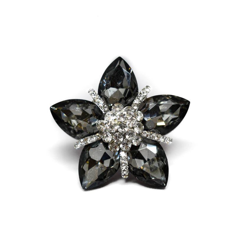 Crystal Floral Brooch 1.50"